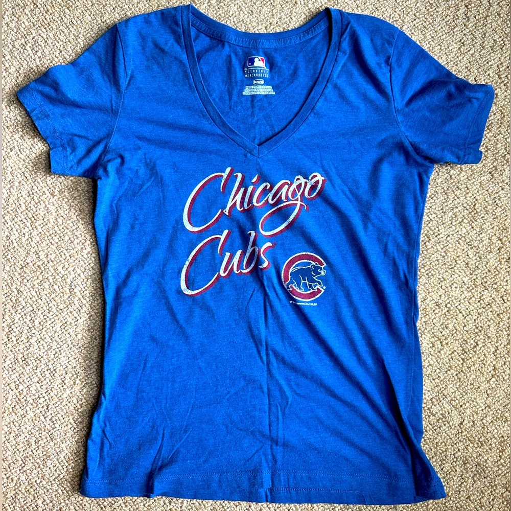 Chicago Cubs Women's Blue V-Neck T-Shirt